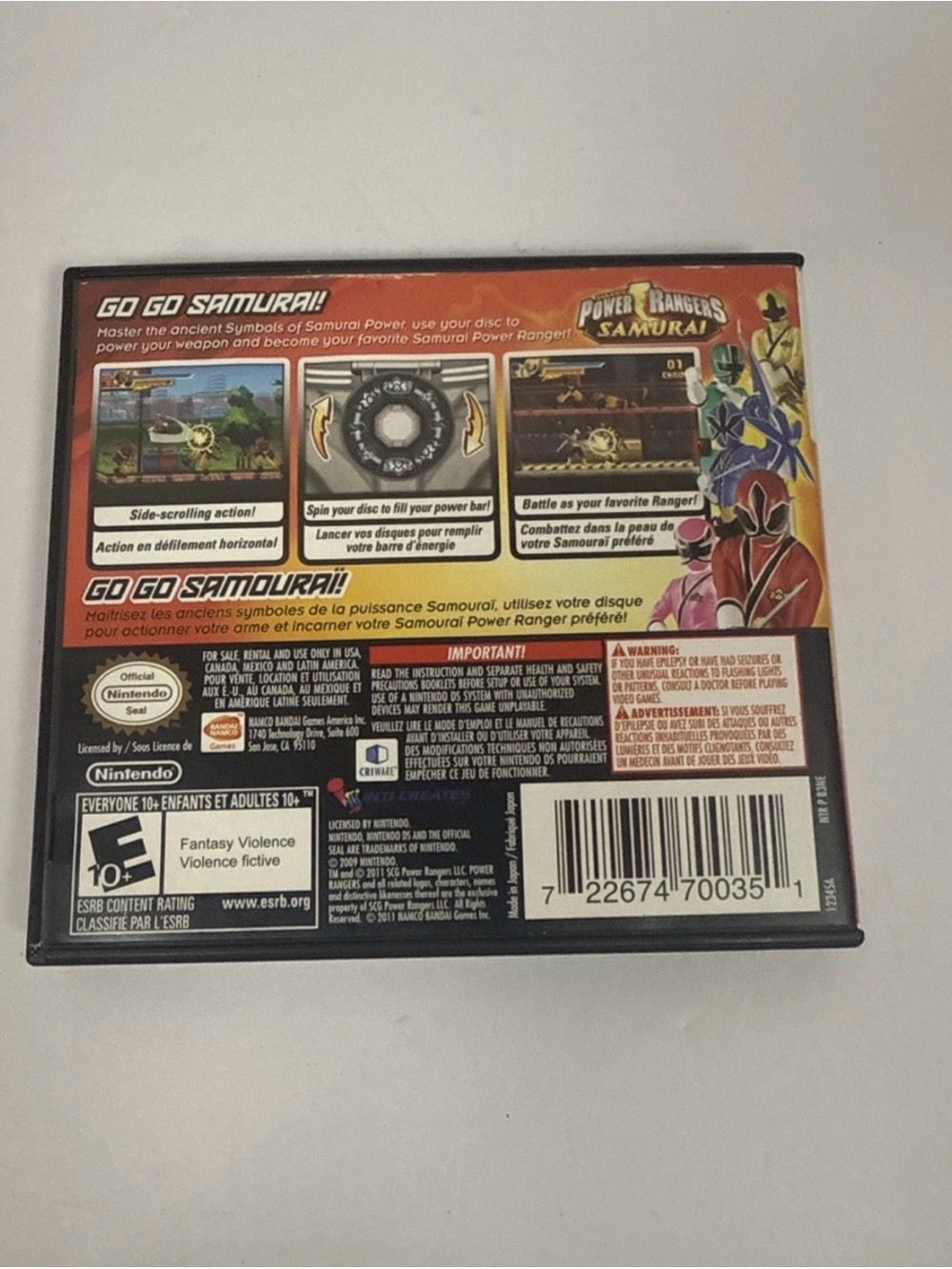 Power Rangers Samurai Nintendo DS Complete CIB Authentic - Picture 2 of 3